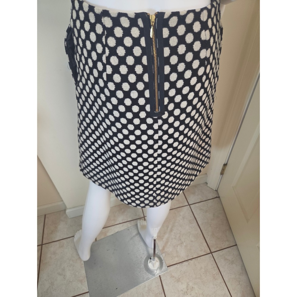Boden Womens Wool Blend Polka Dot A-Line Skirt Navy Blue Cream US 4R Zip Back - Picture 11 of 12